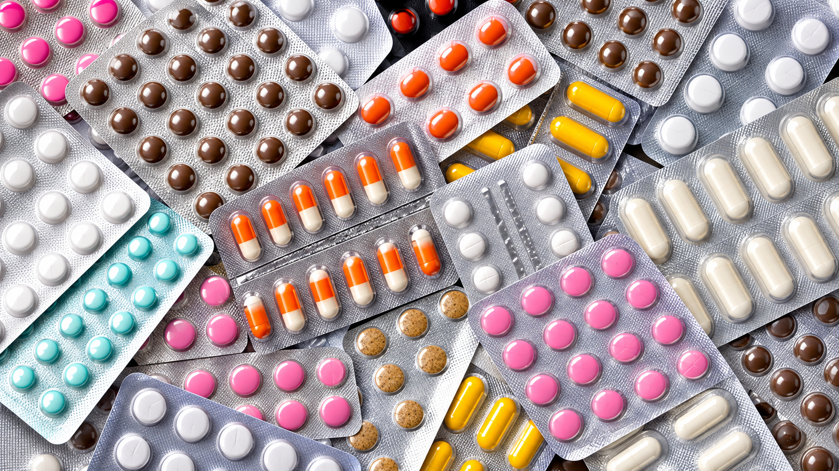 Variety of medicine blister packs
